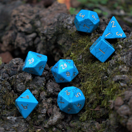 Blue Turquoise Stone Dice Set Misty Mountain Gaming