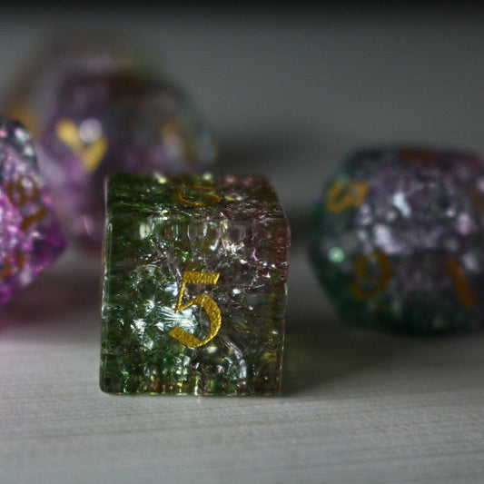 Dark Nox Forge Fire Glass DND Dice Set Runic Dice