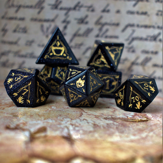 Fangs of Winter Blue Sandstone Stone Dice Set Misty Mountain Gaming