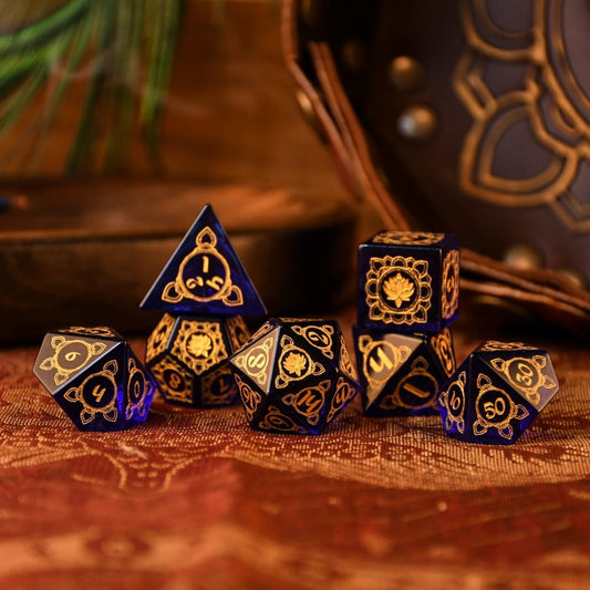 Indian Blue Glass Dice Set - Dice Around the World Collection Misty Mountain Gaming