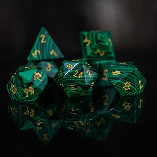 Malachite Stone Dice Set Misty Mountain Gaming
