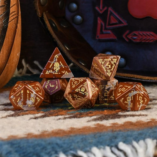 Navajo Red Jasper Stone Dice Set - Dice Around the World Collection Misty Mountain Gaming