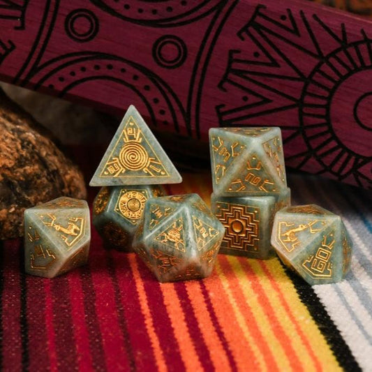Peruvian Amazonite Stone Dice Set - Dice Around the World Collection Misty Mountain Gaming