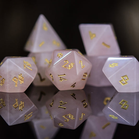 Rose Quartz Stone Dice Set Misty Mountain Gaming
