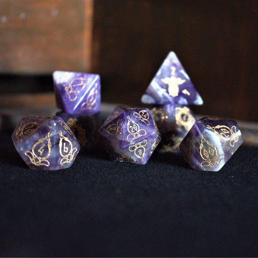 Serpent of Midgard Amethyst Dice Set Misty Mountain Gaming