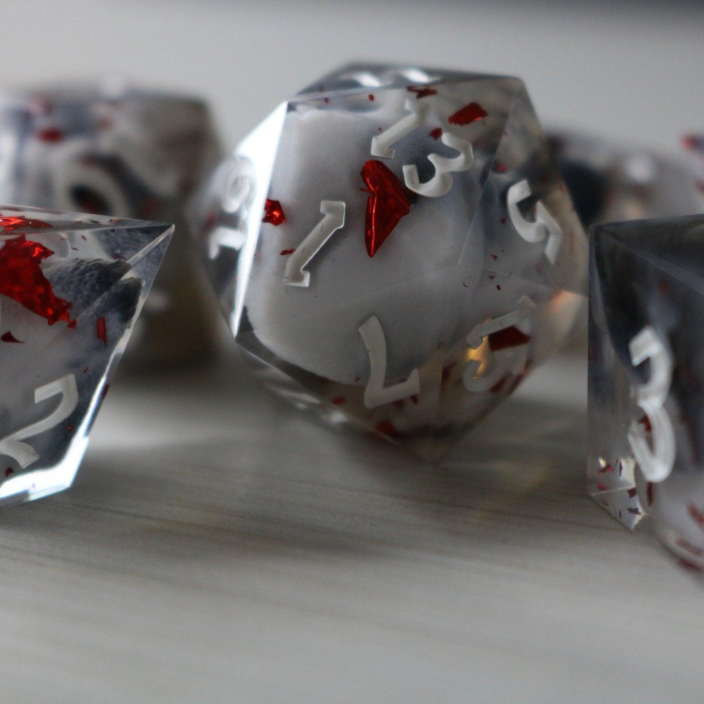 Smoke And Blood Handmade Resin DND Dice Set Runic Dice