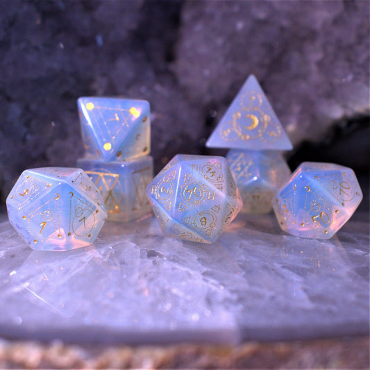 Spellcaster Opalite Stone Dice Set Misty Mountain Gaming