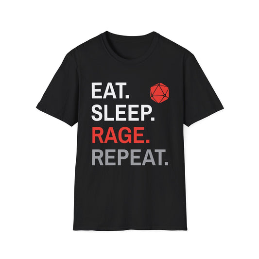 Barbarian T-Shirt – Eat Sleep Rage Repeat Sunburst RPG
