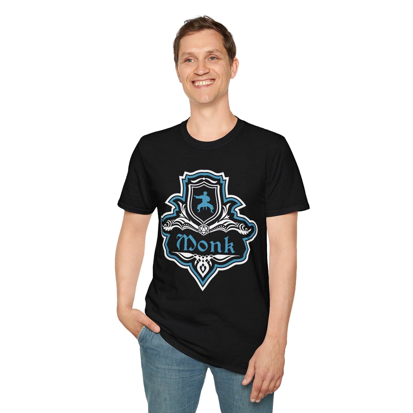 D&D Monk Fancy Emblem T-Shirt Sunburst RPG