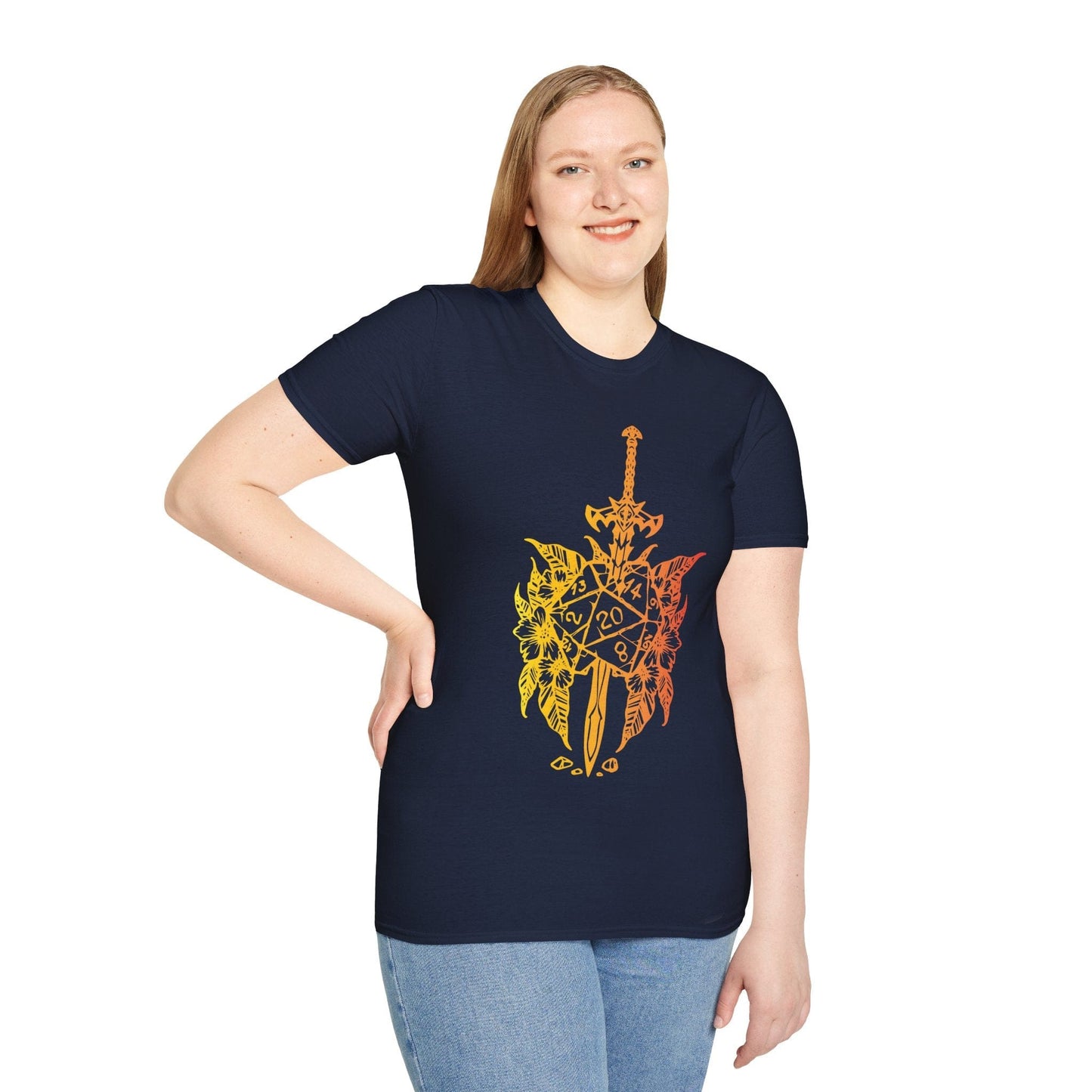 D&D Sword D20 T-shirt Sunburst RPG