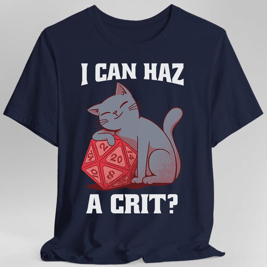 DnD Cat Shirt - I can haz a crit? Sunburst RPG