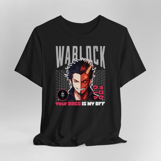 DnD Warlock T-shirt - Your BBEG Is My BFF Sunburst RPG