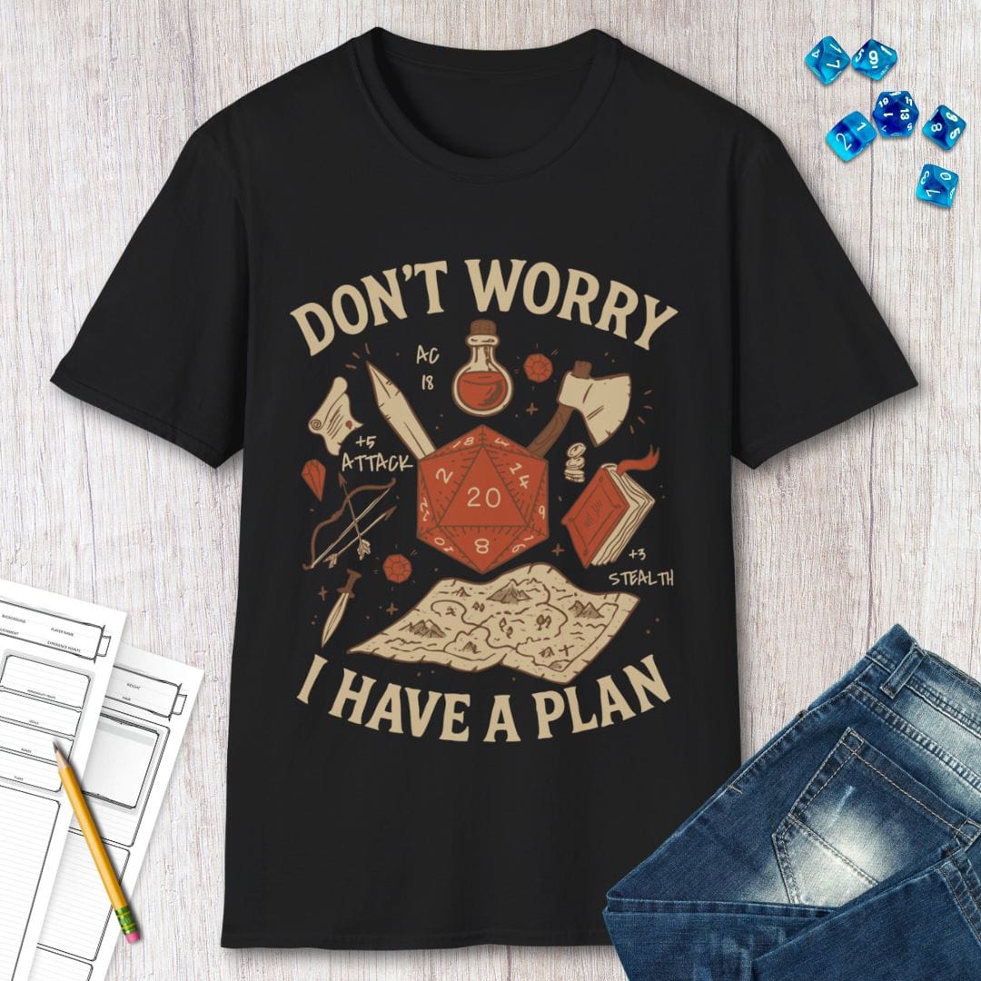 Don't Worry I have a Plan D&D T-Shirt Sunburst RPG