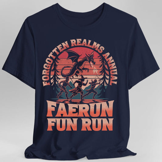 Faerun Fun Run Funny D&D T-shirt Sunburst RPG