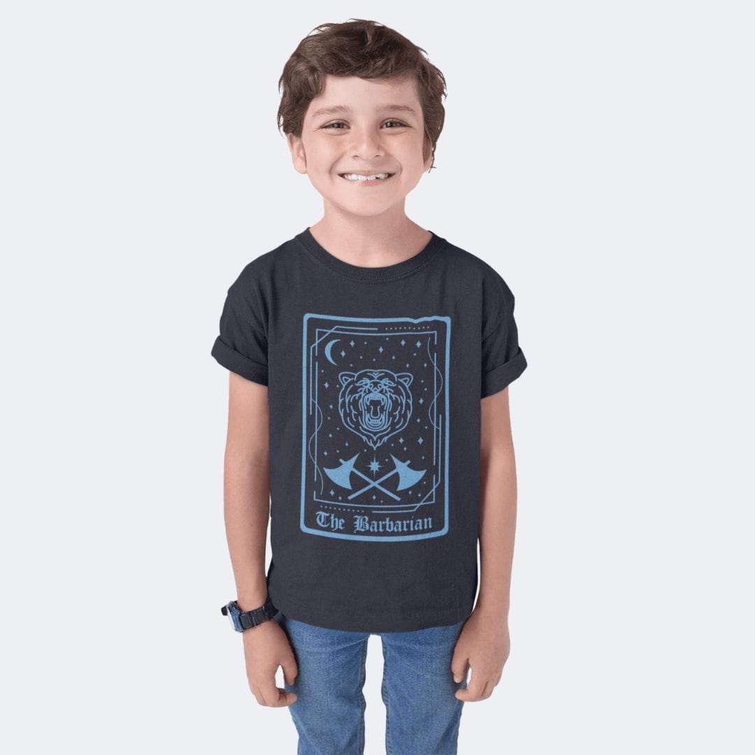 The Barbarian Tarot Card Kids T-Shirt Sunburst RPG
