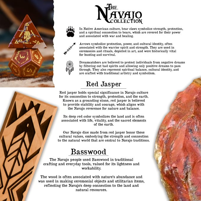 Navajo Red Jasper Stone Dice Set - Dice Around the World Collection Misty Mountain Gaming