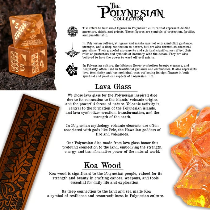 Polynesian Lava Glass Dice Set - Dice Around the World Collection Misty Mountain Gaming