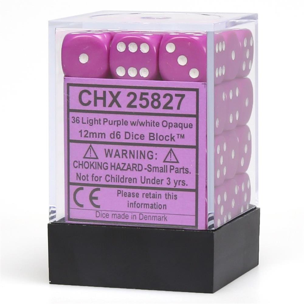 Chessex D&D Dice-12mm Opaque Light Purple and White Plastic Polyhedral Dice Set Chessex