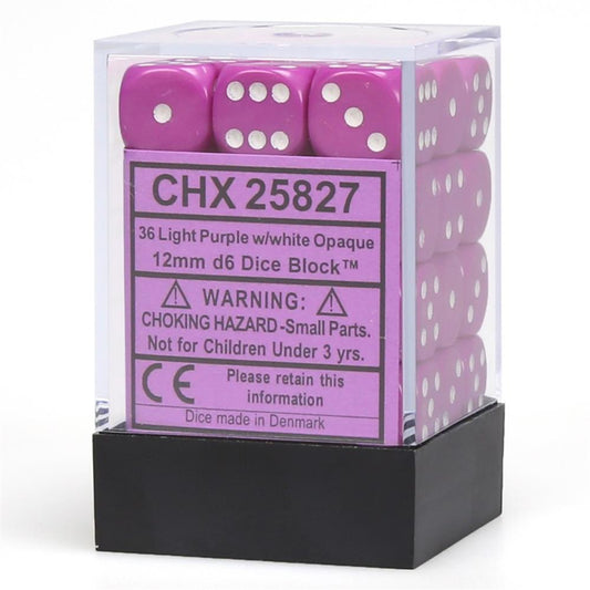 Chessex D&D Dice-12mm Opaque Light Purple and White Plastic Polyhedral Dice Set Chessex