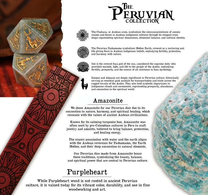 Peruvian Amazonite Stone Dice Set - Dice Around the World Collection Misty Mountain Gaming