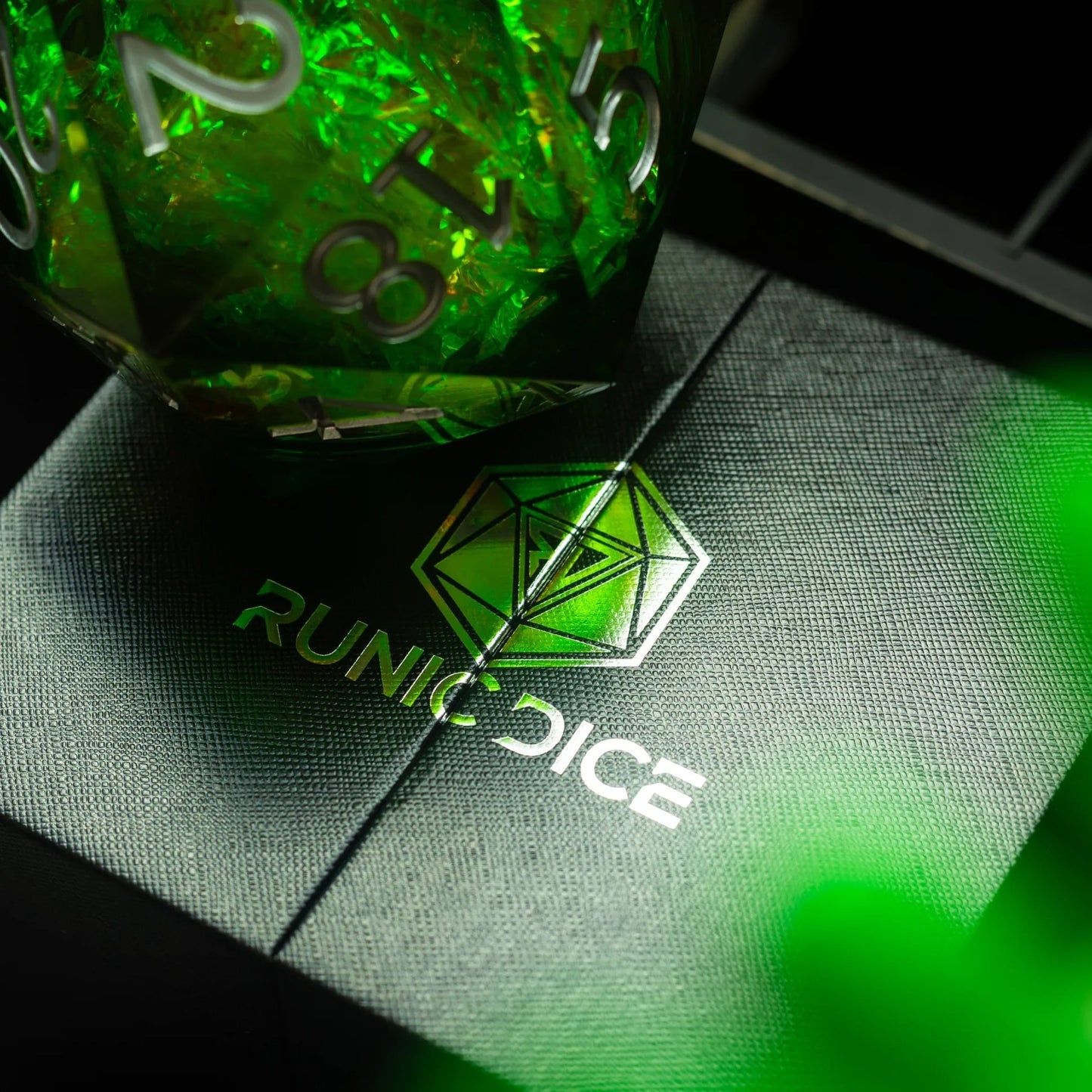Massive Green Liquid Core 95MM Chonk Handmade Resin Dice And Box Runic Dice