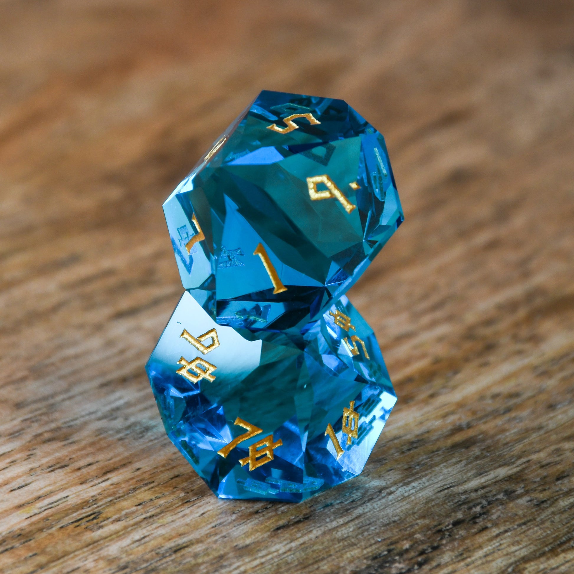 Aquamarine Multifaceted Glass Dice Set Misty Mountain Gaming