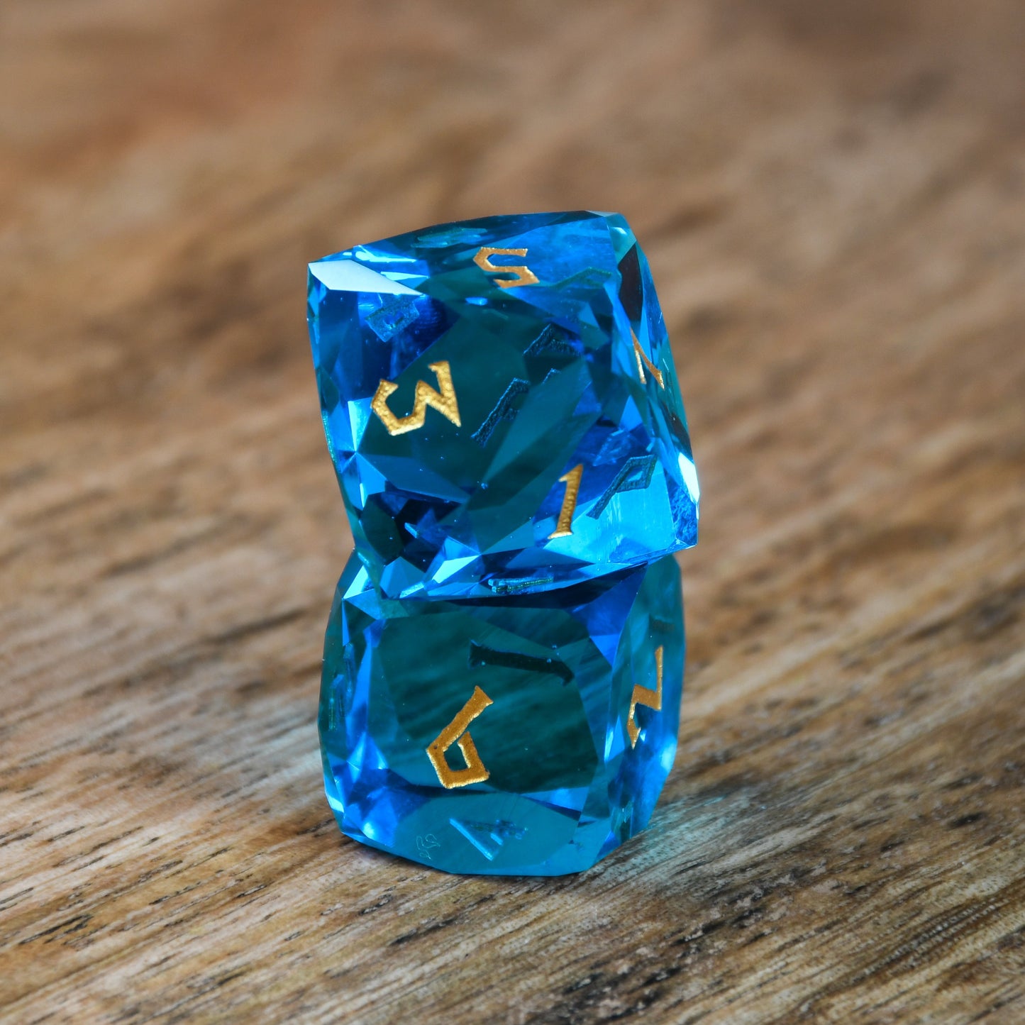 Aquamarine Multifaceted Glass Dice Set Misty Mountain Gaming