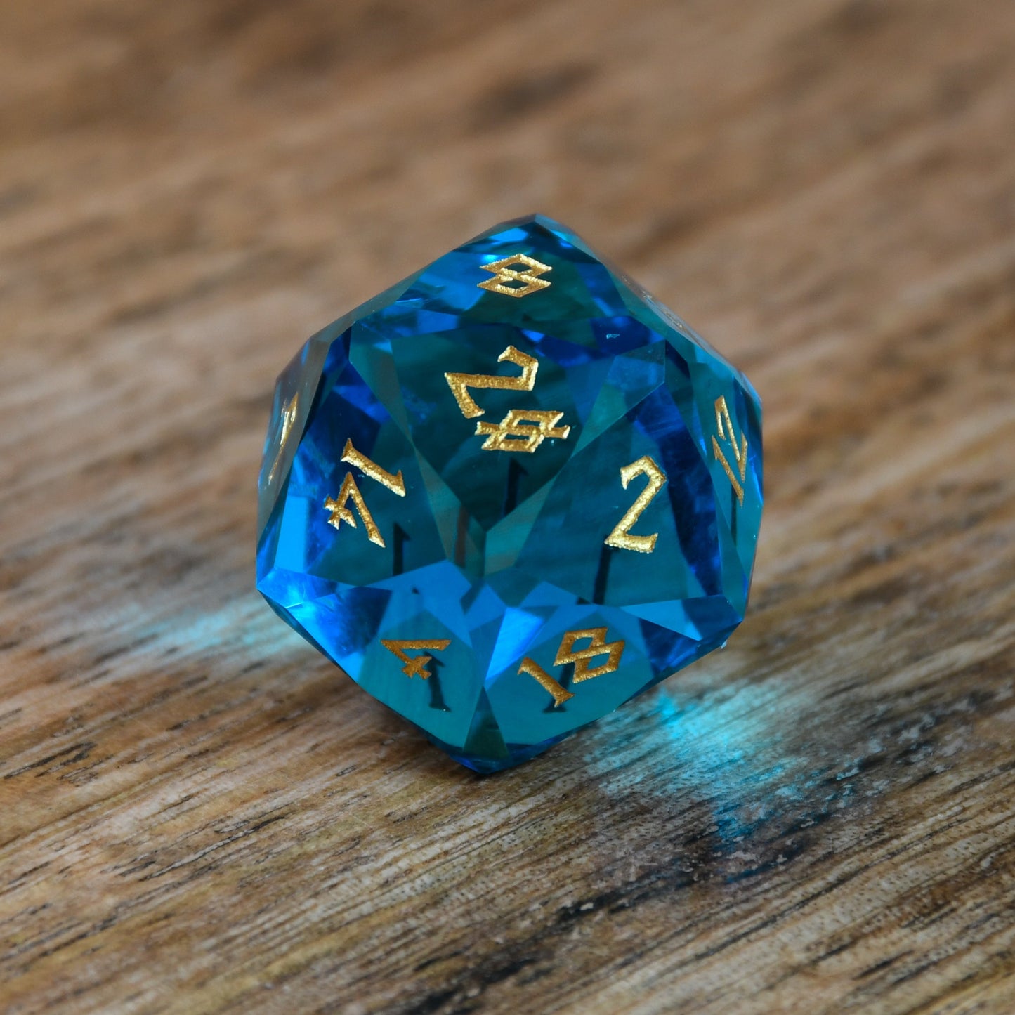 Aquamarine Multifaceted Glass Dice Set Misty Mountain Gaming