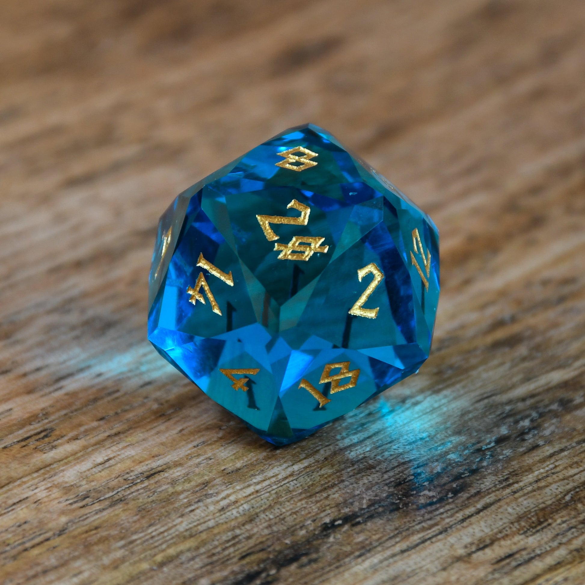 Aquamarine Multifaceted Glass Dice Set Misty Mountain Gaming