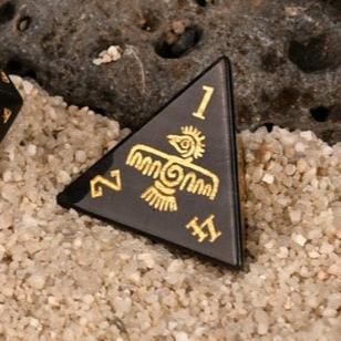 Aztec Silver Sheen Obsidian Stone Dice Set - Dice Around the World Collection Misty Mountain Gaming