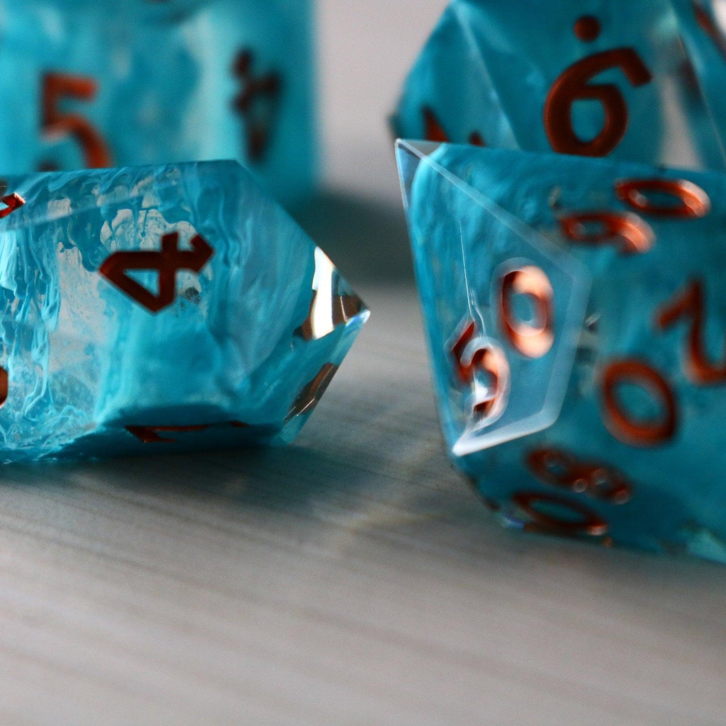Blue Smoke Handmade Resin DND Dice Set Runic Dice