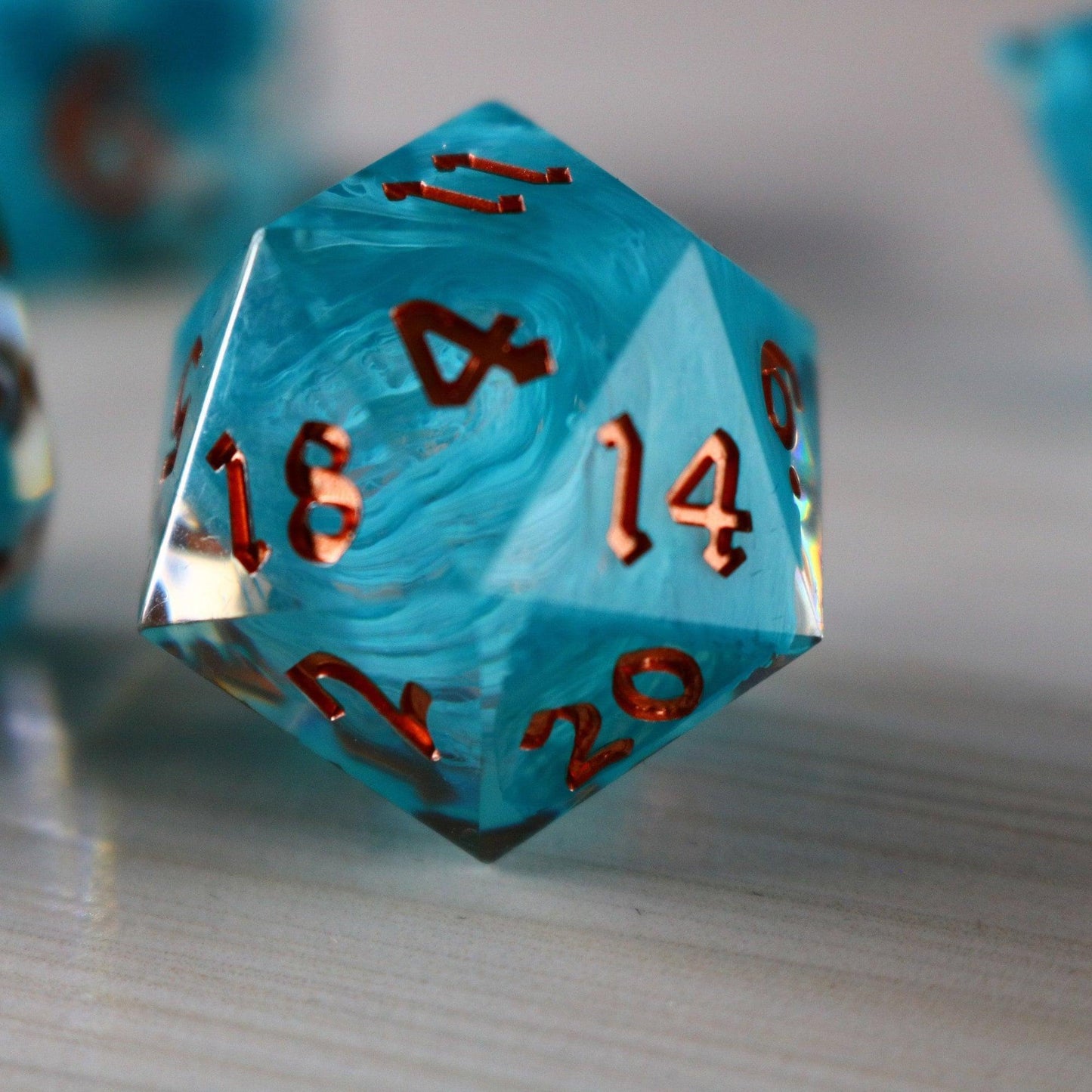 Blue Smoke Handmade Resin DND Dice Set Runic Dice