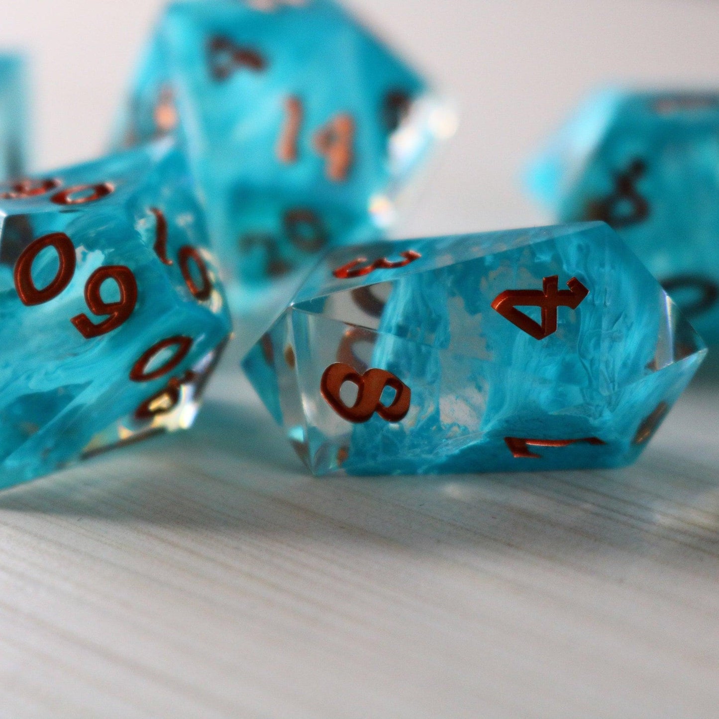 Blue Smoke Handmade Resin DND Dice Set Runic Dice