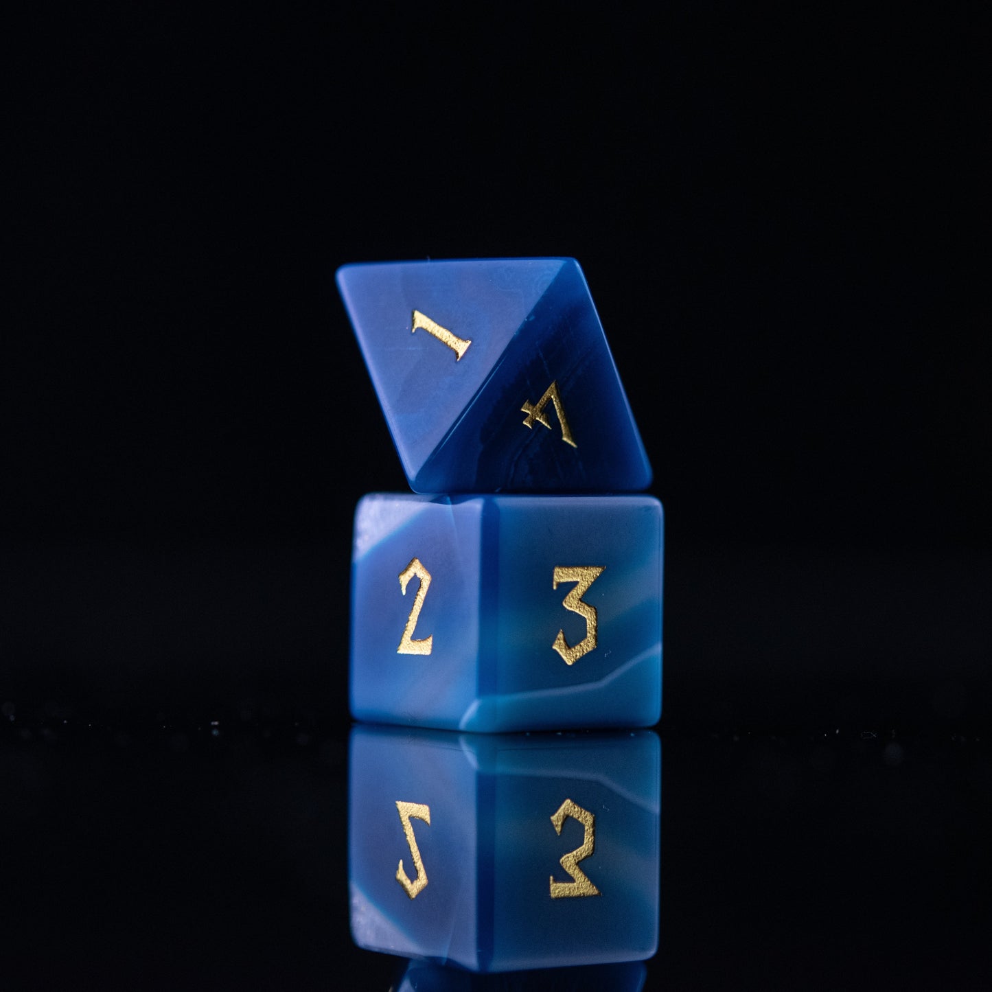 Blue Agate Stone Dice Set Misty Mountain Gaming