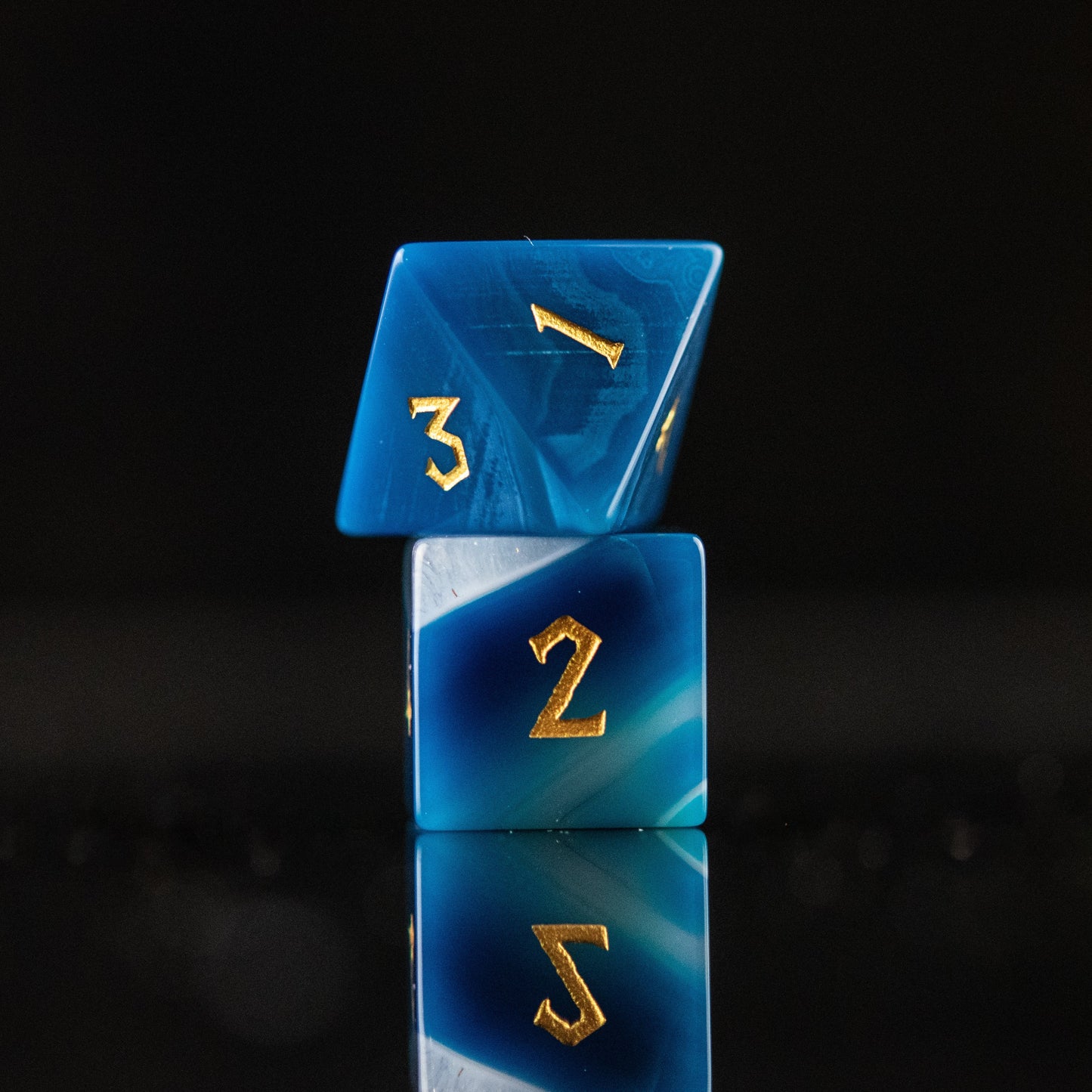 Blue Agate Stone Dice Set Misty Mountain Gaming