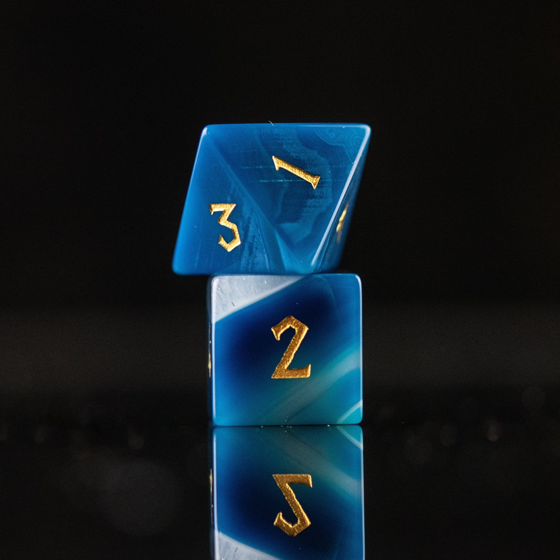 Blue Agate Stone Dice Set Misty Mountain Gaming