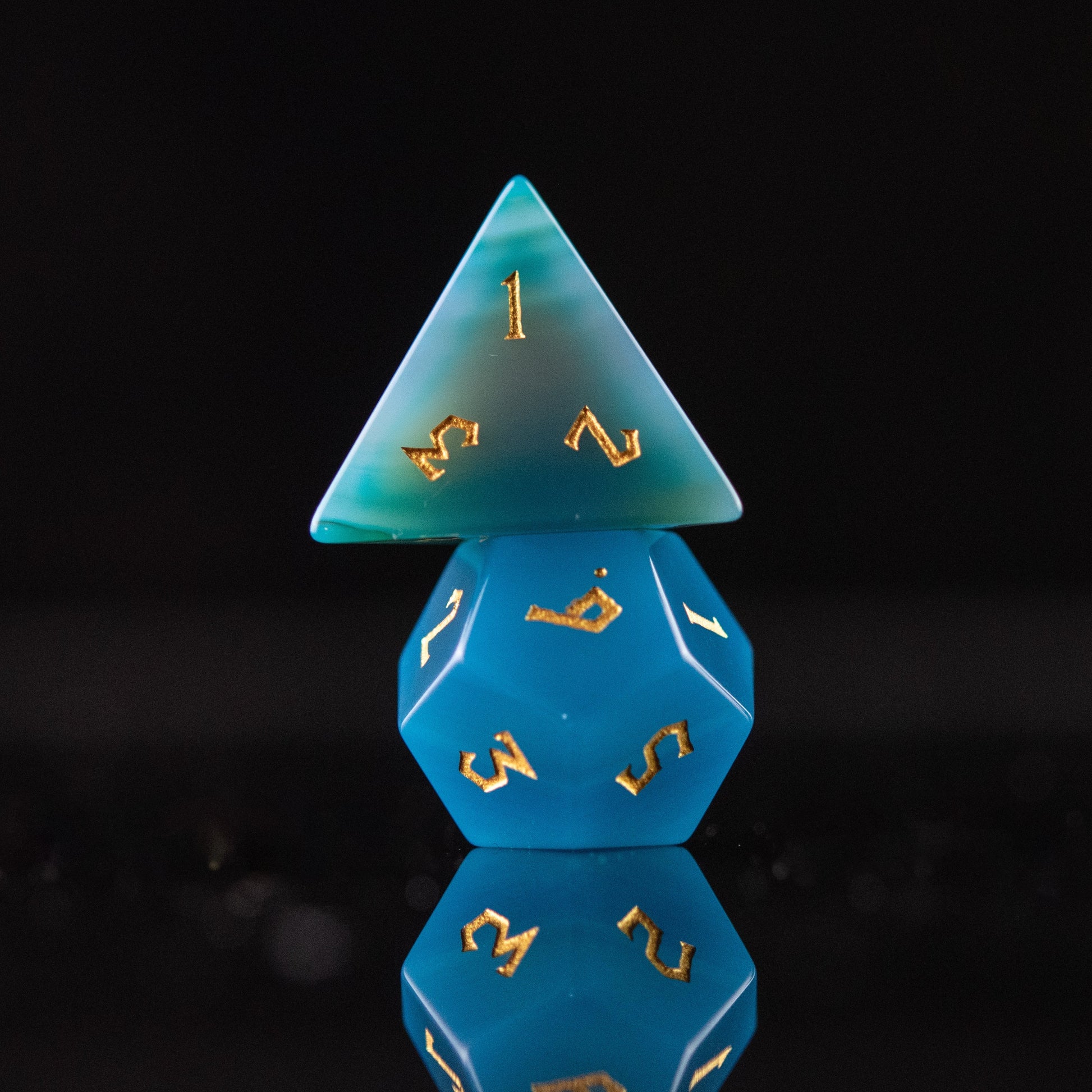 Blue Agate Stone Dice Set Misty Mountain Gaming