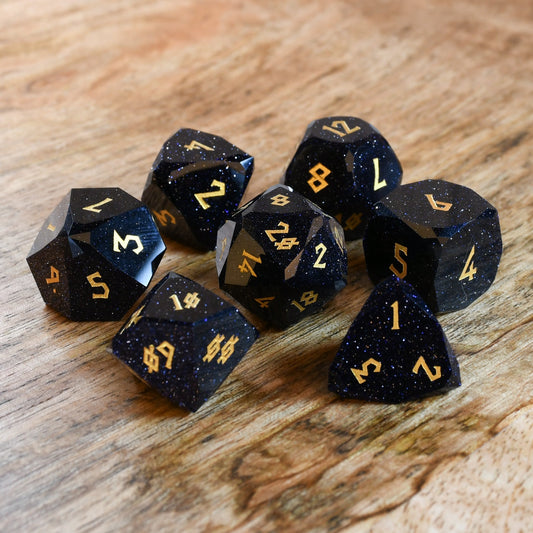 Blue Sandstone Multifaceted Stone Dice Set Misty Mountain Gaming