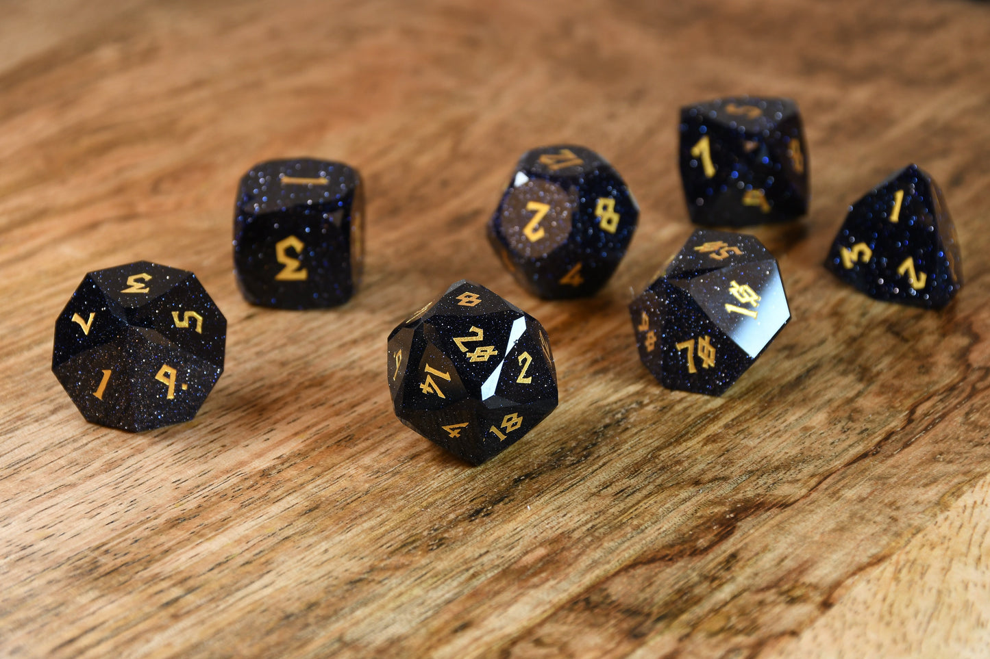 Blue Sandstone Multifaceted Stone Dice Set Misty Mountain Gaming
