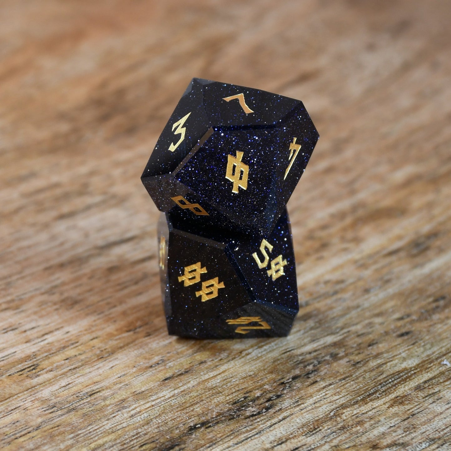 Blue Sandstone Multifaceted Stone Dice Set Misty Mountain Gaming