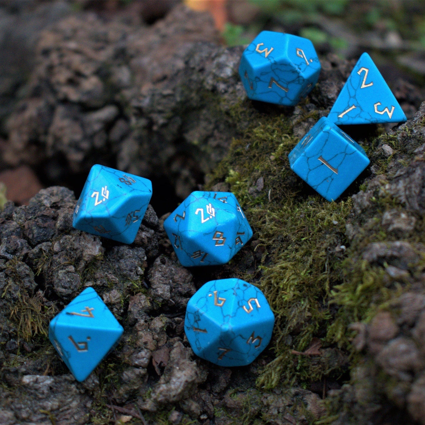 Blue Turquoise Stone Dice Set Misty Mountain Gaming