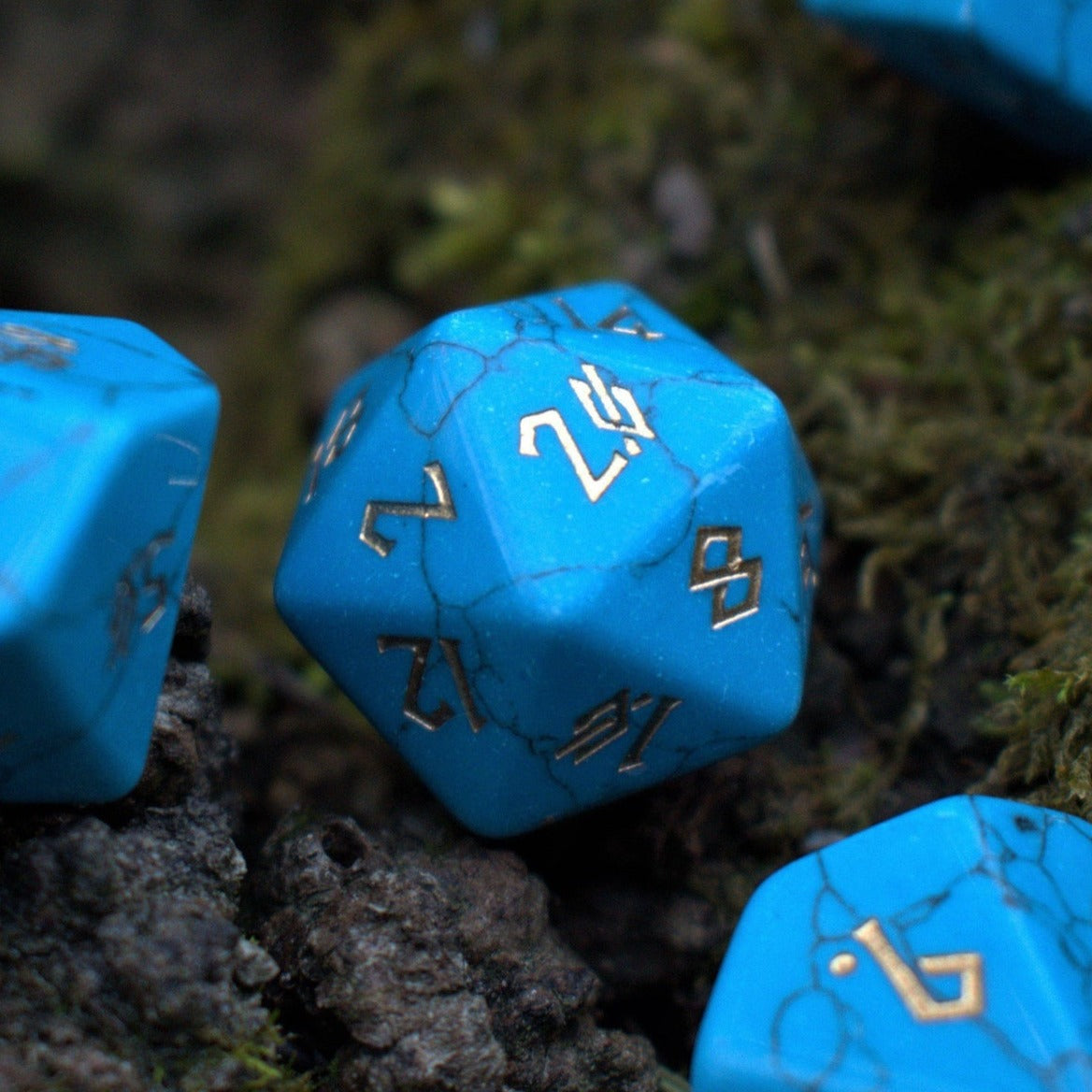 Blue Turquoise Stone Dice Set Misty Mountain Gaming