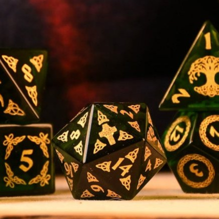 Celtic Green Glass Dice Set - Dice Around the World Collection Misty Mountain Gaming