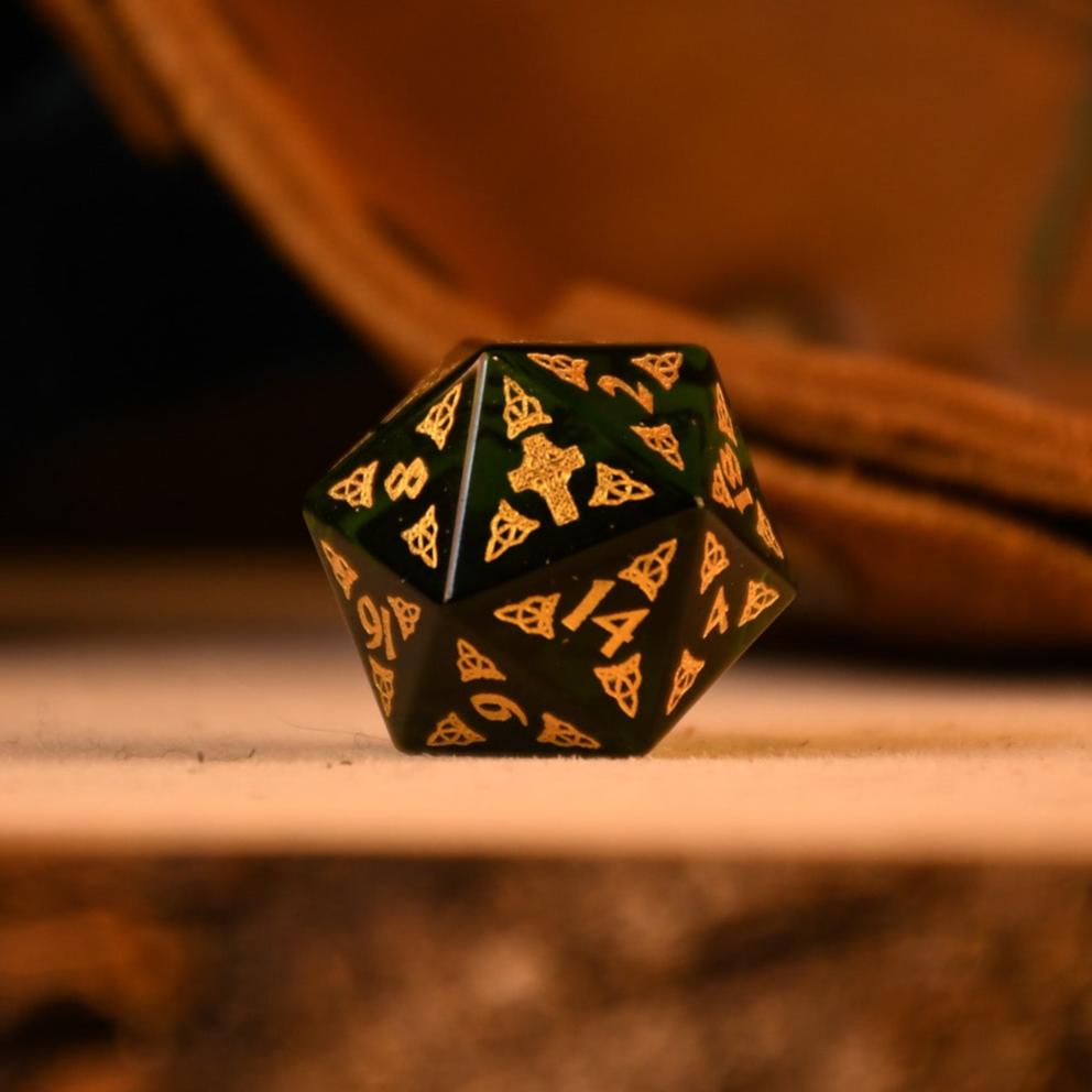 Celtic Green Glass Dice Set - Dice Around the World Collection Misty Mountain Gaming