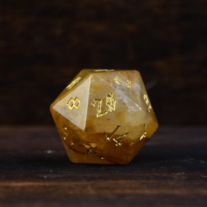 Citrine (Gold) Stone Dice Set Misty Mountain Gaming