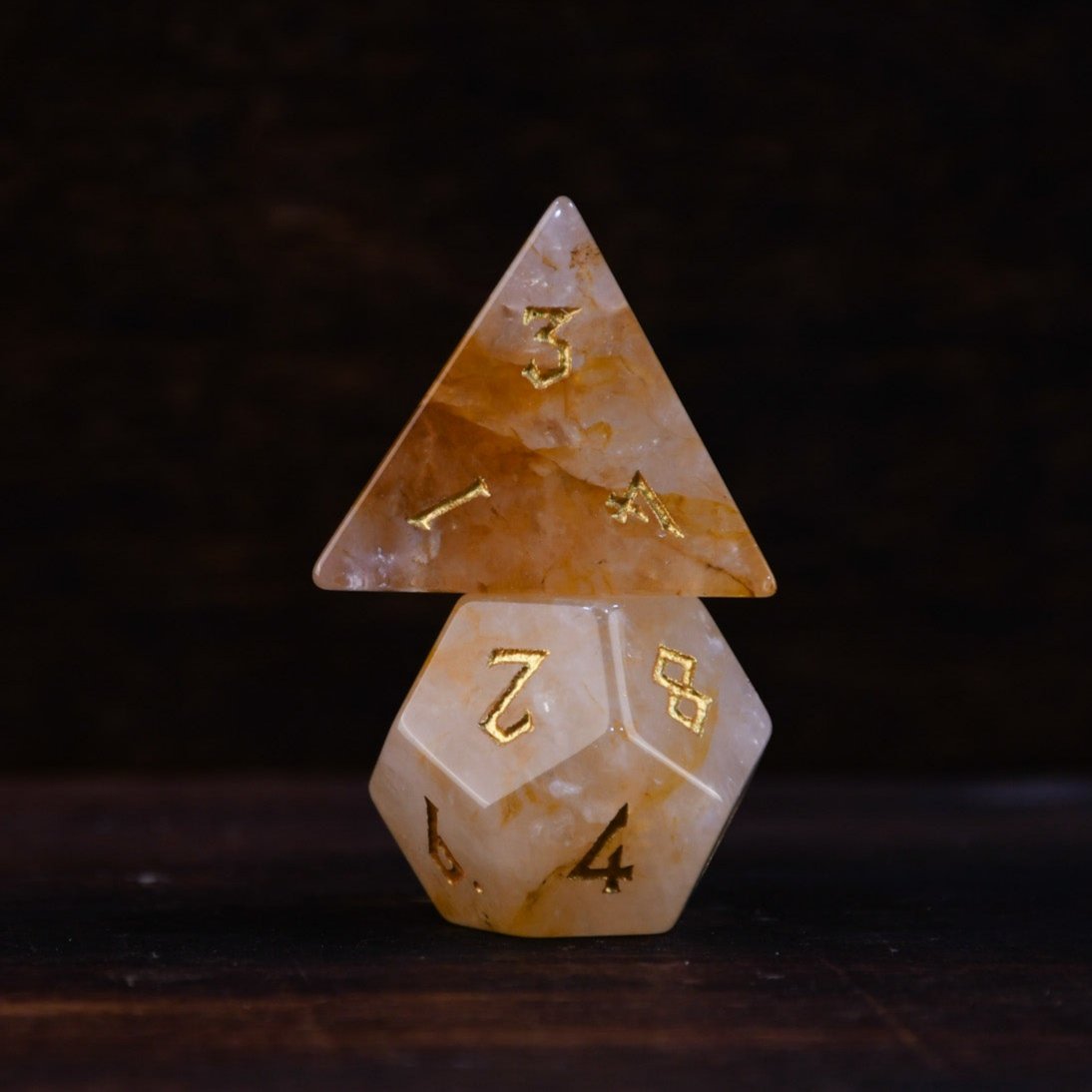 Citrine (Gold) Stone Dice Set Misty Mountain Gaming