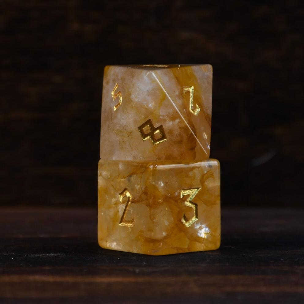 Citrine (Gold) Stone Dice Set Misty Mountain Gaming