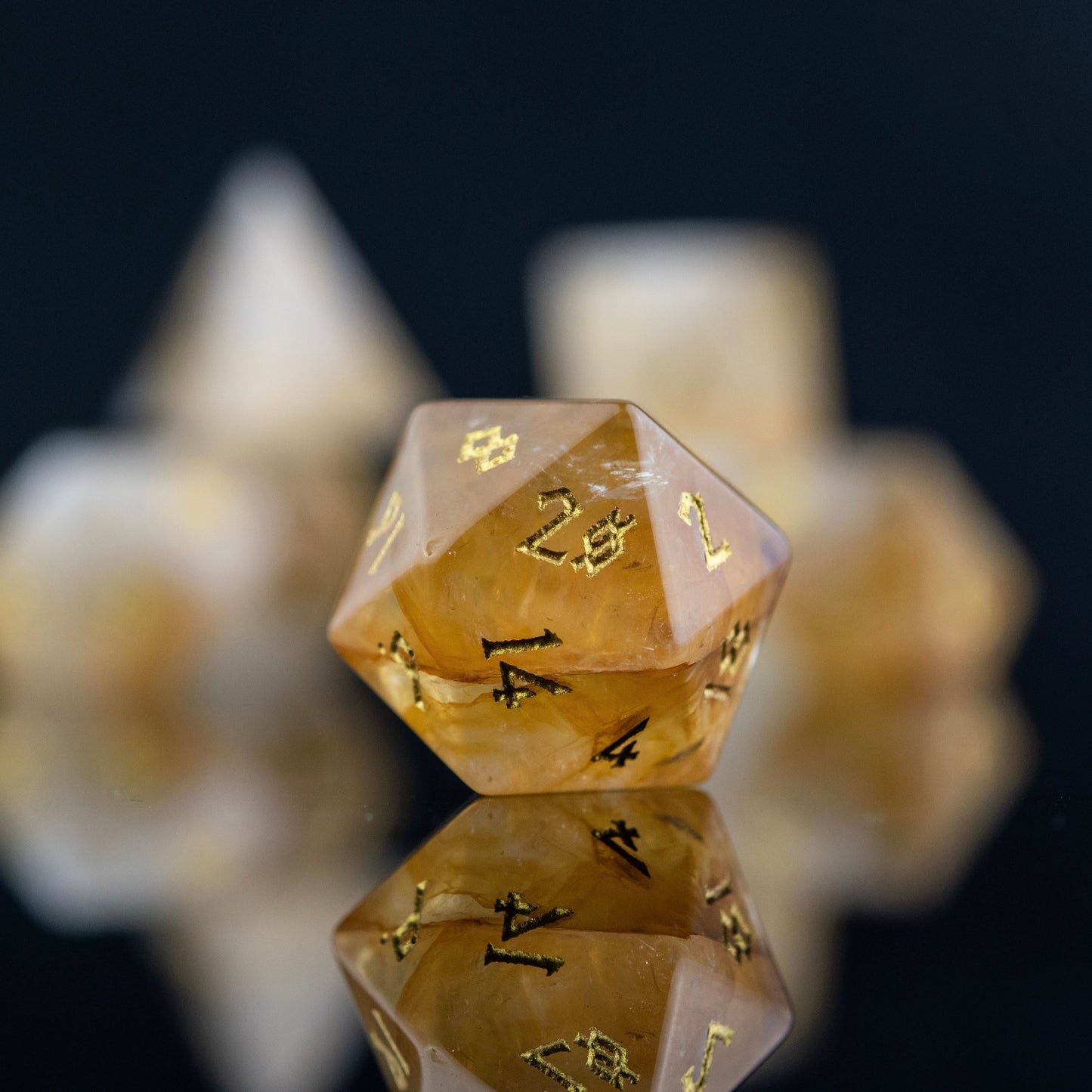 Citrine (Gold) Stone Dice Set Misty Mountain Gaming