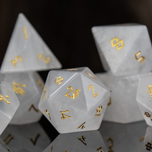 Crystal Quartz Stone Dice Set Misty Mountain Gaming