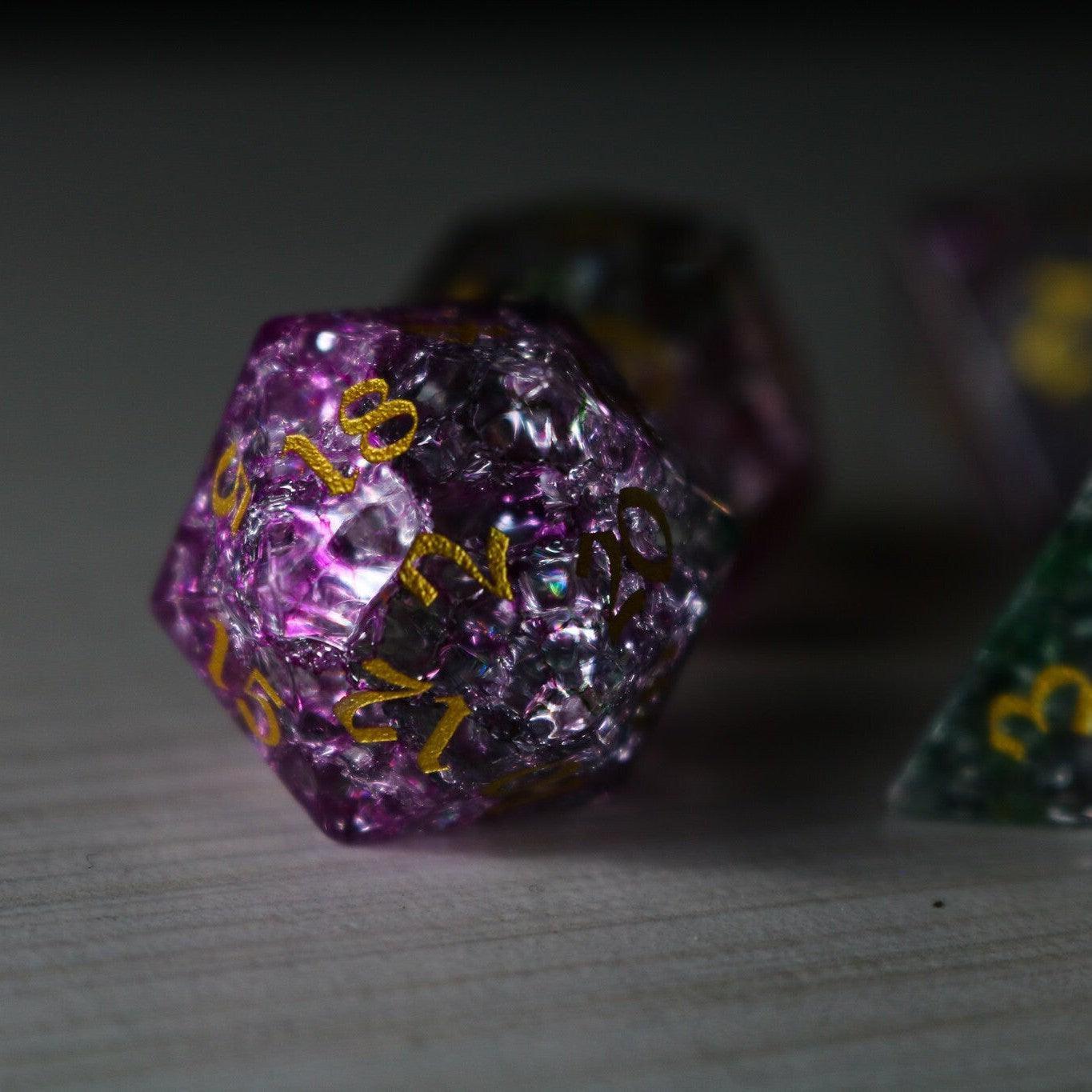 Dark Nox Forge Fire Glass DND Dice Set Runic Dice